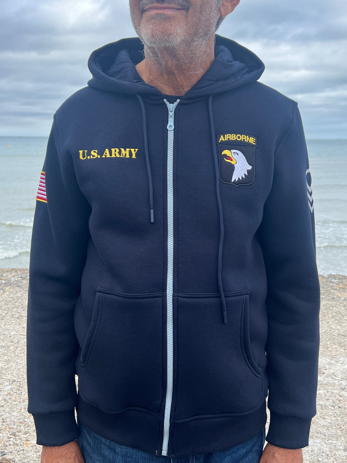 BRC233 VESTE ZIPPEE CAPUCHE US ARMY EN  NAVY