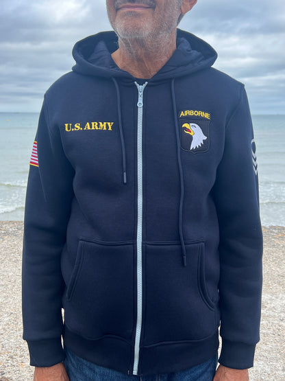 BRC233 VESTE ZIPPEE CAPUCHE US ARMY EN  NAVY