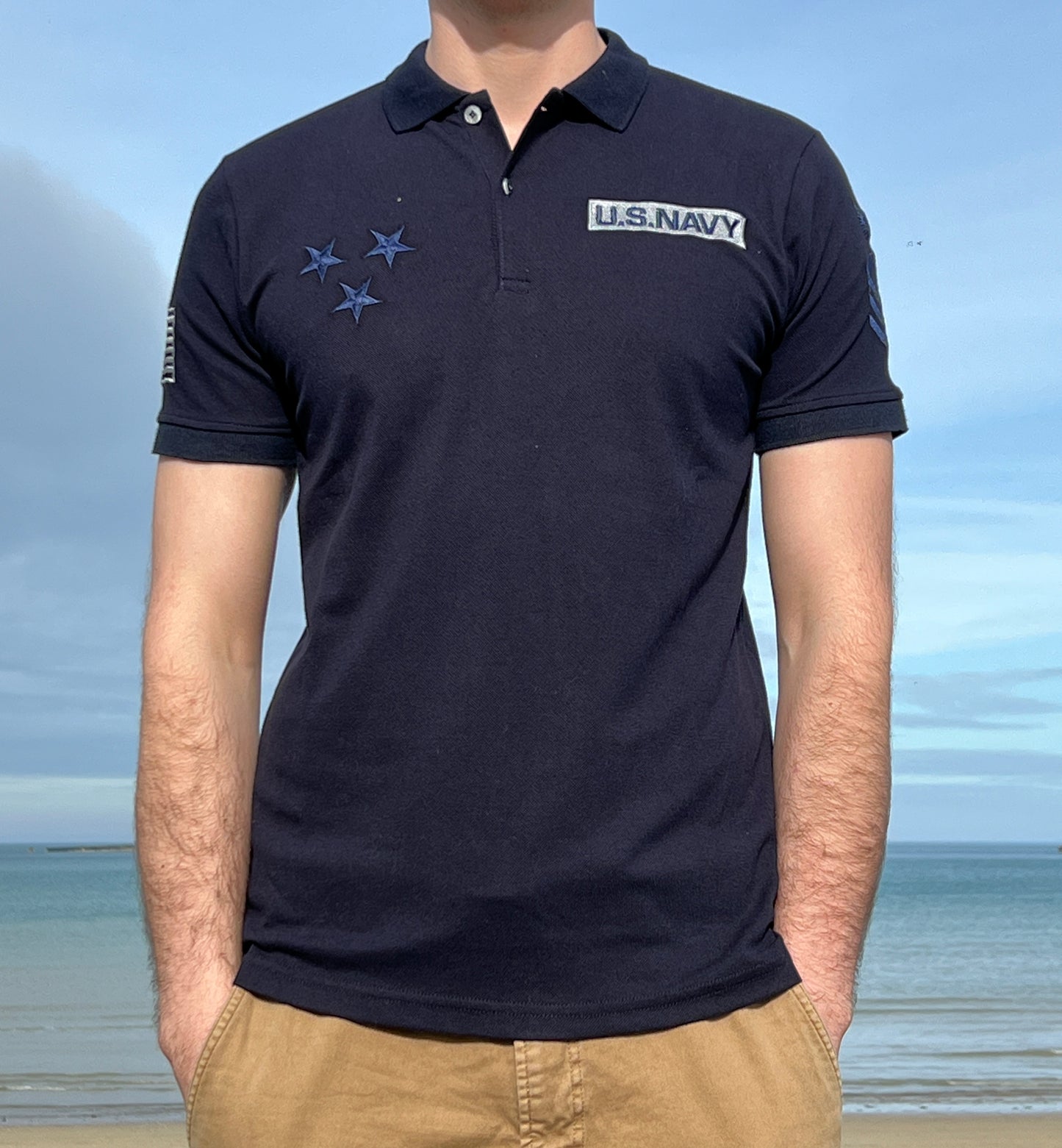 Polo US NAVY bleu marine homme