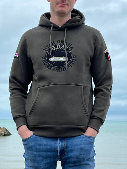 Sweat à capuche 5 BEACHES kaki homme